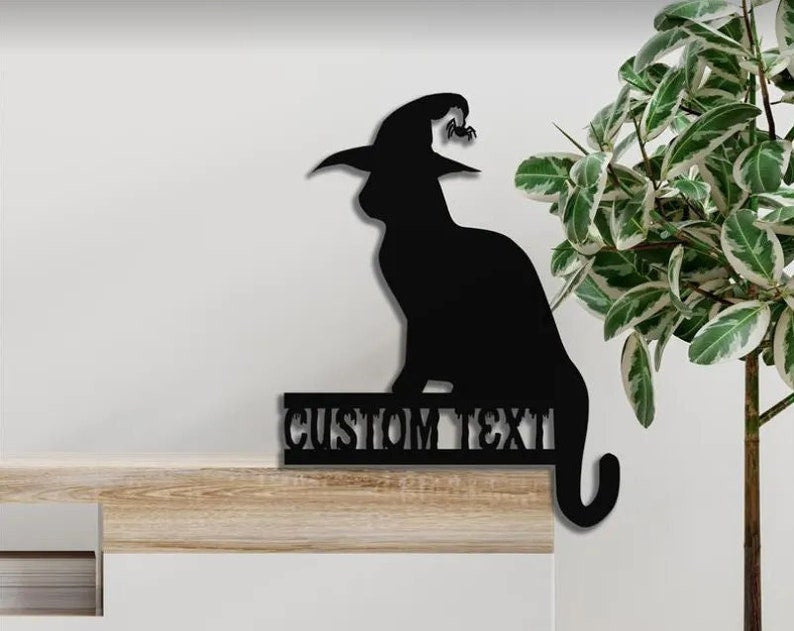 Personalized Witch Cat Metal Wall Art WITH LED/WITHOUT LED Lights, Halloween Corner Decor, Halloween Home Decor, Halloween Gift, The Witch Cat Spider