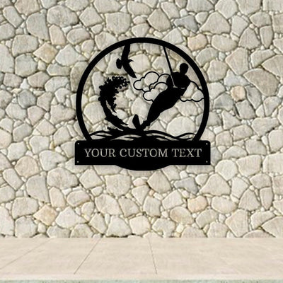 Personalized Male Water Skiing Metal Wall Art WITH LED/WITHOUT LED Lights, Beach House Decor, Skiing Sign Skiing Guy Sign, Skiing Lover Gift Friend Gift