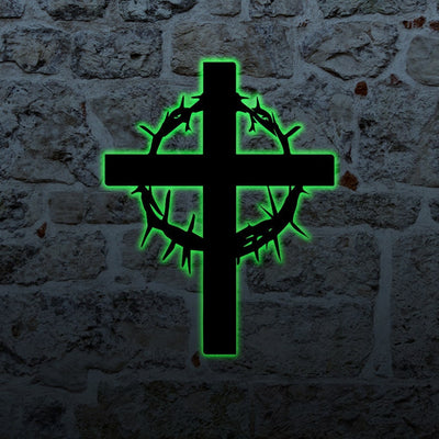 Crown of Thorns Sign WITH LED/WITHOUT LED Crown And Cross Jesus is the Reason Pastor Gift Easter Decoration Christian Decor Religious Believer