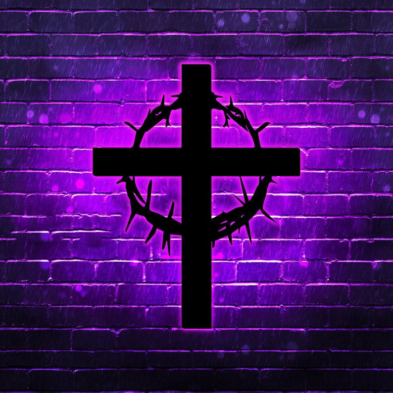 Crown of Thorns Sign WITH LED/WITHOUT LED Crown And Cross Jesus is the Reason Pastor Gift Easter Decoration Christian Decor Religious Believer