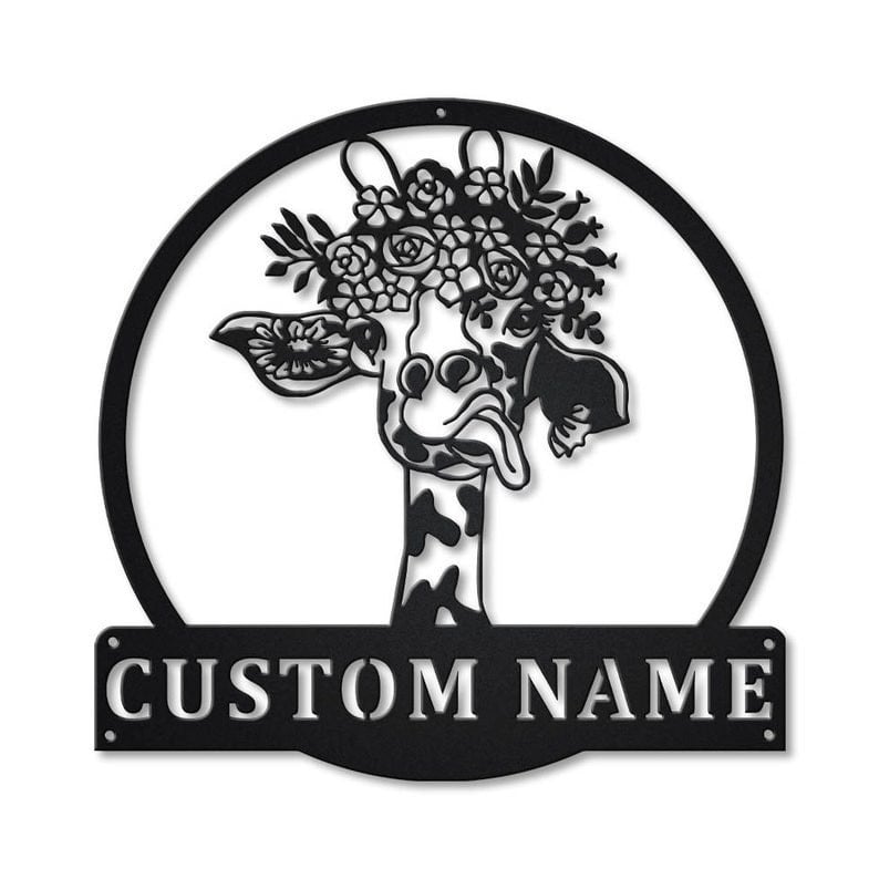 Personalized Giraffe Metal Sign WITH LED/WITHOUT LED Lights Custom Giraffe Metal Sign Birthday Gift Giraffe Sign