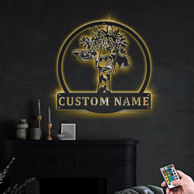 Personalized Giraffe Metal Sign WITH LED/WITHOUT LED Lights Custom Giraffe Metal Sign Birthday Gift Giraffe Sign
