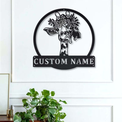Personalized Giraffe Metal Sign WITH LED/WITHOUT LED Lights Custom Giraffe Metal Sign Birthday Gift Giraffe Sign