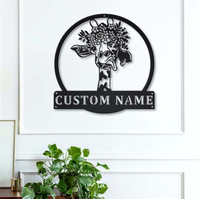 Personalized Giraffe Metal Sign WITH LED/WITHOUT LED Lights Custom Giraffe Metal Sign Birthday Gift Giraffe Sign