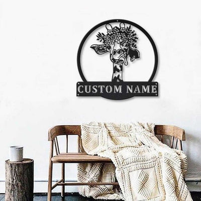 Personalized Giraffe Metal Sign WITH LED/WITHOUT LED Lights Custom Giraffe Metal Sign Birthday Gift Giraffe Sign