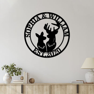 Deer Hunting Anniversary Gift Sign WITH LED/WITHOUT LED Lights Custom Deer Couple Sign Wall Decor Art Deer Cabin Decor Gift For Hunting Lover