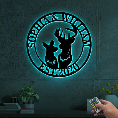 Deer Hunting Anniversary Gift Sign WITH LED/WITHOUT LED Lights Custom Deer Couple Sign Wall Decor Art Deer Cabin Decor Gift For Hunting Lover