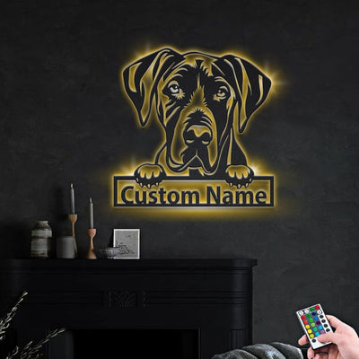 Personalized Great Dane Dog Metal Sign WITH LED/WITHOUT LED Lights Custom Great Dane Dog Metal Sign Hobbie Gifts Birthday Gift Great Dane Sign