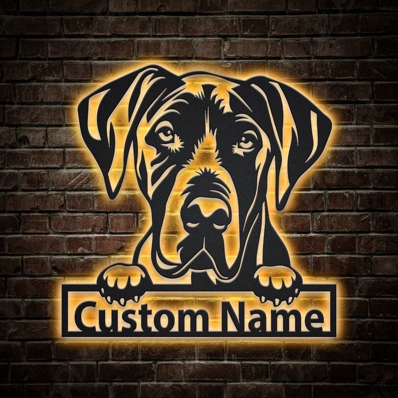 Personalized Great Dane Dog Metal Sign WITH LED/WITHOUT LED Lights Custom Great Dane Dog Metal Sign Hobbie Gifts Birthday Gift Great Dane Sign