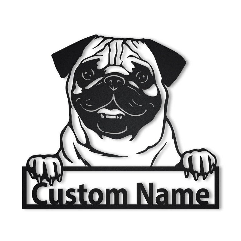 Personalized Pug Dog Metal Sign WITH LED/WITHOUT LED Lights Custom Pug Dog Sign Birthday Gift Pug Dog Sign Dog Sign