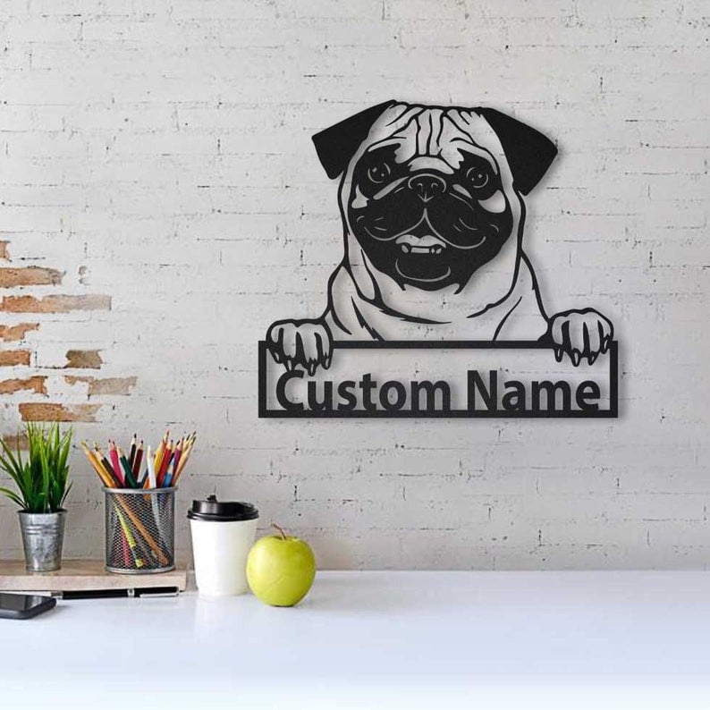 Personalized Pug Dog Metal Sign WITH LED/WITHOUT LED Lights Custom Pug Dog Sign Birthday Gift Pug Dog Sign Dog Sign