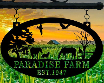 Personalized Farm Sign With Established Date, Metal Sign Personalized, Metal Sign Custom, Metal sign,corn stalks, tractor , Family Name Sign