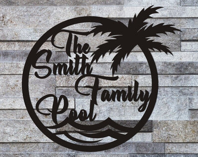 Personalized Family Pool Sign, Pool Palm Tree Sign, Tree House Sign, Last Name Sign, Family Name Sign