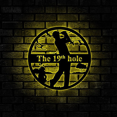 19th Hole Metal Sign WITH LED/WITHOUT LED Lights, Golf Gifts for Men, Customized Golf Sign, Golfer Gifts Boyfriend Gift Husband Gift Dad Gift Golf Lover