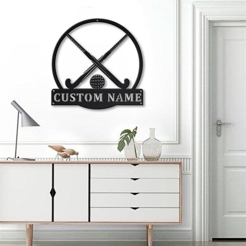 Personalized Field Hockey Sport Monogram Metal Sign Art Custom Field Hockey Sport Metal Sign Hobbie Gifts Sport Gift Birthday Gift