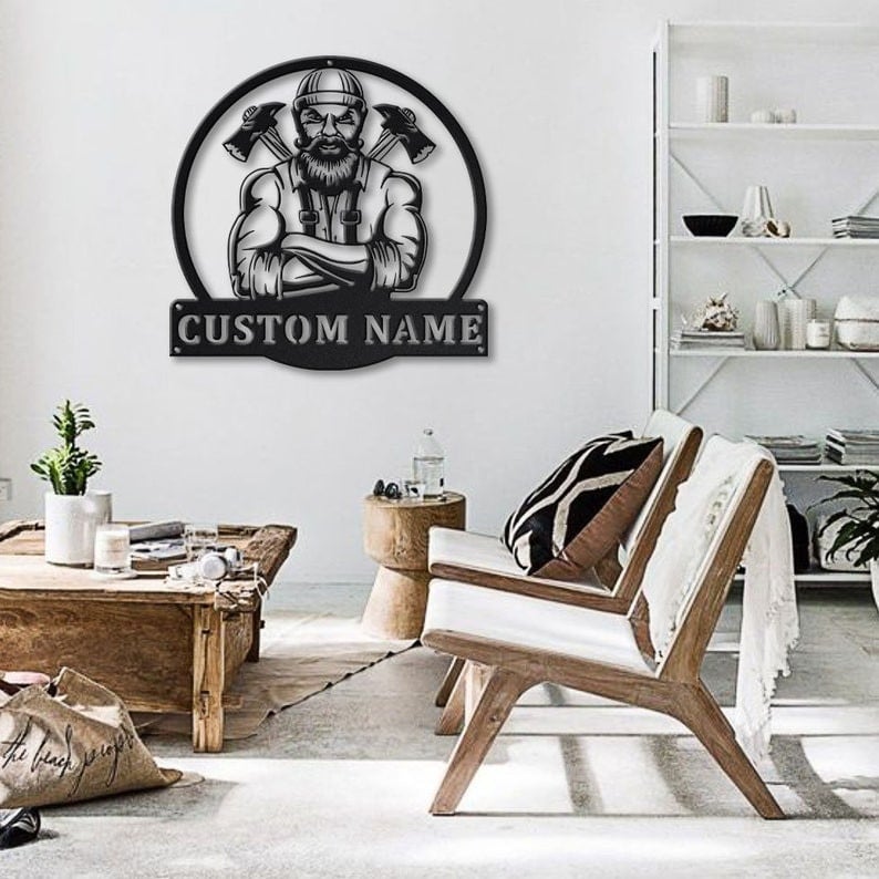Personalized Woodworker Lumberjack Metal Sign Art Custom Woodworker Monogram Metal Sign Woodworker Gifts Job Gift Birthday Gift