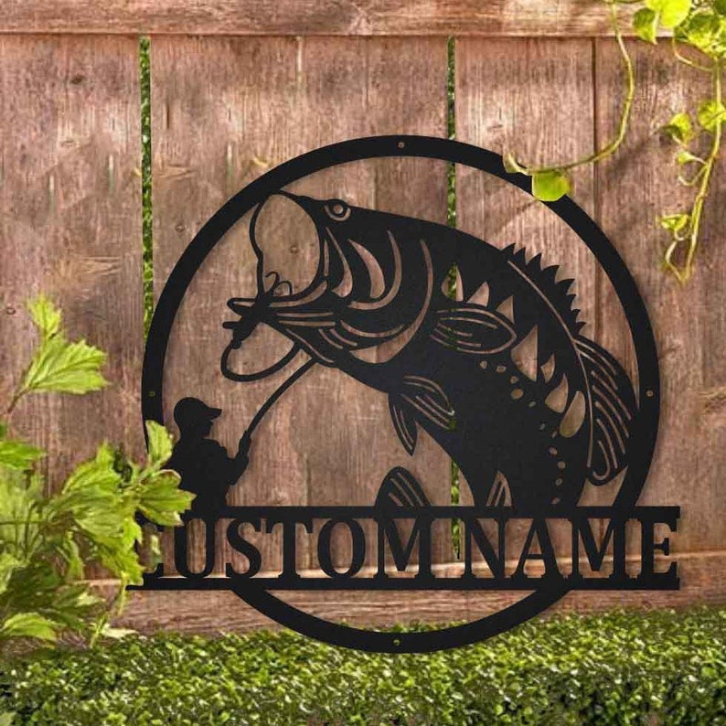 Personalized Bass Fishing Metal Sign Art Custom Bass Fishing Metal Sign Bass Fishing Gifts for Men Bass Fishing Gift