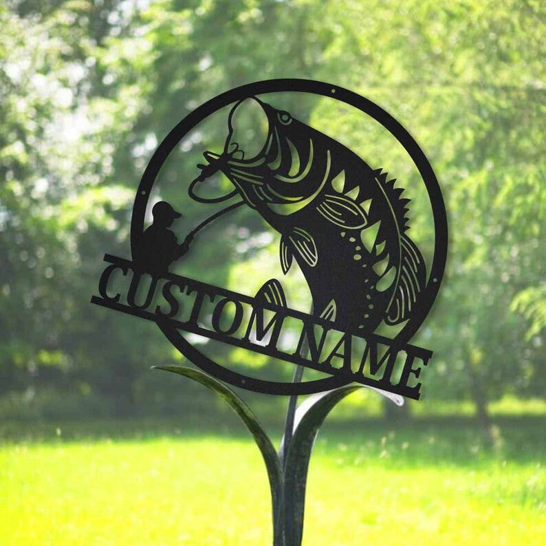 Personalized Bass Fishing Metal Sign Art Custom Bass Fishing Metal Sign Bass Fishing Gifts for Men Bass Fishing Gift