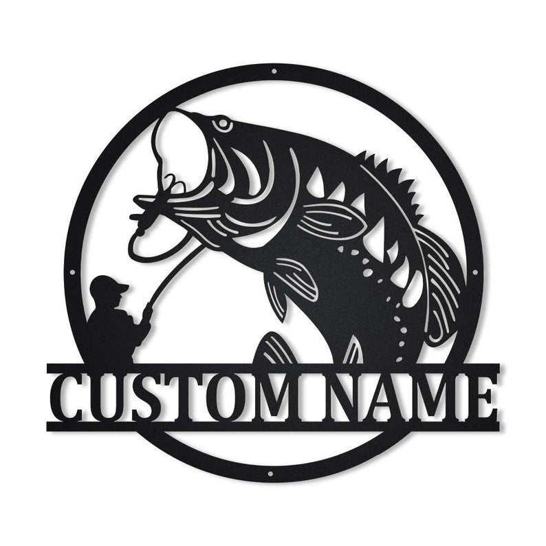 Personalized Bass Fishing Metal Sign Art Custom Bass Fishing Metal Sign Bass Fishing Gifts for Men Bass Fishing Gift