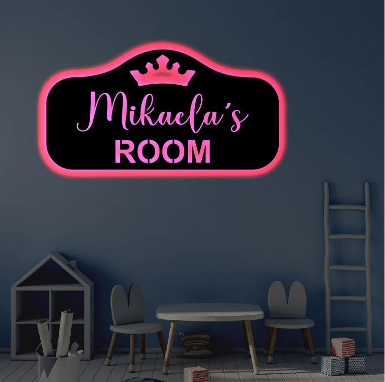 Personalized LED Princess Metal Sign Light up Girls Room Wall Art Princess Wall Art Kids Room Wall Art Dancer LED Art Sign