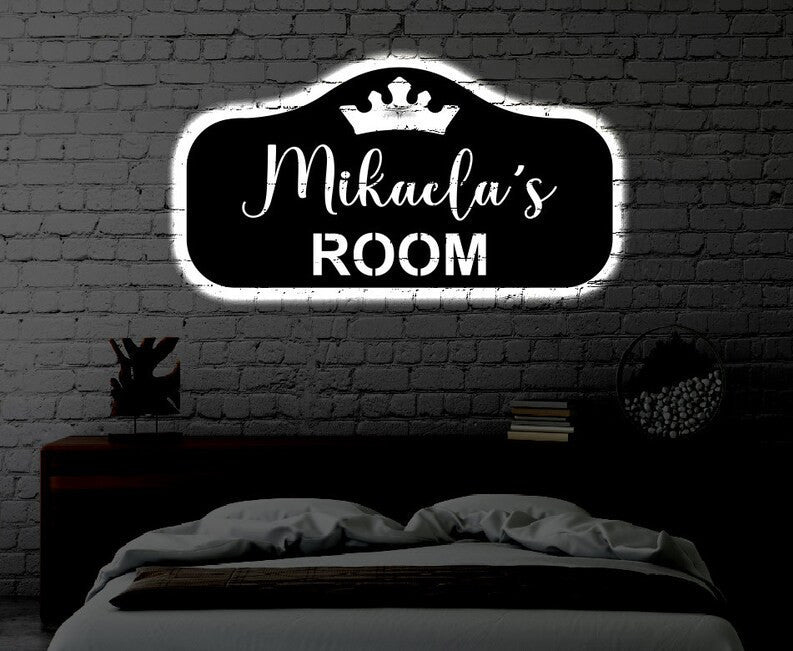 Personalized LED Princess Metal Sign Light up Girls Room Wall Art Princess Wall Art Kids Room Wall Art Dancer LED Art Sign