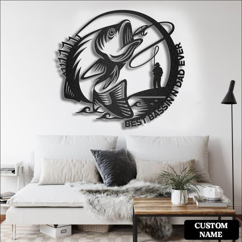 Personalized Best Bessin'n Dad Ever Metal Sign Fishing Metal Wall Father's Day Gift Love Fishing Gift For Dad Best Dad Ever
