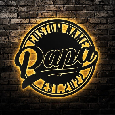 Custom Father Day Metal Sign Personalized Wall Art WITH LED/WITHOUT LED Lights Papa Custom Name Sign Gift Super Dad Gifts Idea