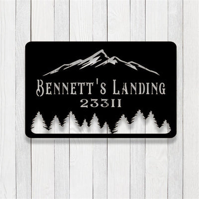 Personalized Metal Mountain Address Sign Metal House Numbers Custom Address Plaque House Address Sign Log Cabin Sign Housewarming Gift