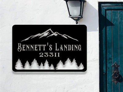 Personalized Metal Mountain Address Sign Metal House Numbers Custom Address Plaque House Address Sign Log Cabin Sign Housewarming Gift
