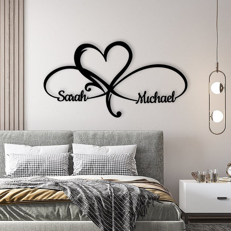 Personalized Infinity Metal Sign WITH LED/WITHOUT LEDs Infinity Name Sign Infinity Heart Sign Containing Names Anniversary Gift Newly Engaged Gif