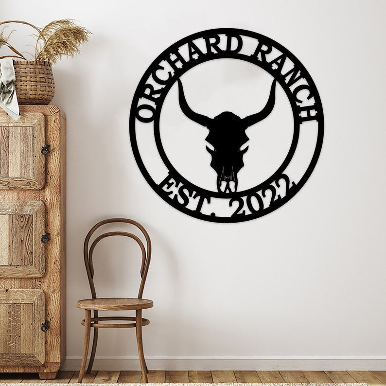 Personalized Wild West Cow Skull Metal Sign WITH LED/WITHOUT LED Light Cow Ranch Sign Farmhouse Decor Unique Gift For Cowboy Farmer Gift