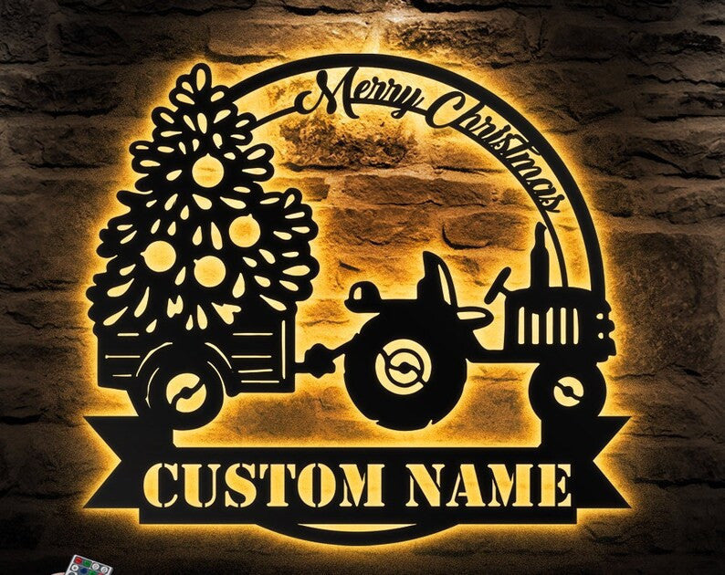 Custom Christmas Truck Metal Wall Art Personalized Truck Name Sign WITH LED/WITHOUT LED Lights Christmas Truck Stencils Decor
