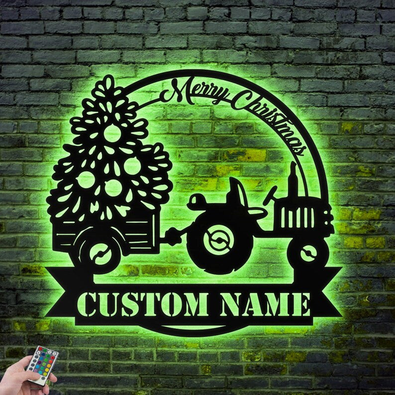 Custom Christmas Truck Metal Wall Art Personalized Truck Name Sign WITH LED/WITHOUT LED Lights Christmas Truck Stencils Decor
