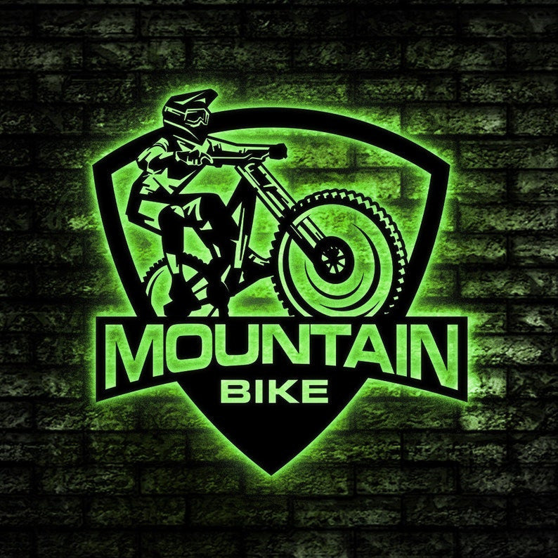 Bike Mountain Design Metal Wall Art WITH LED/WITHOUT LED Lights Family Metal Sign Metal Wall Decor Housewarming Gift