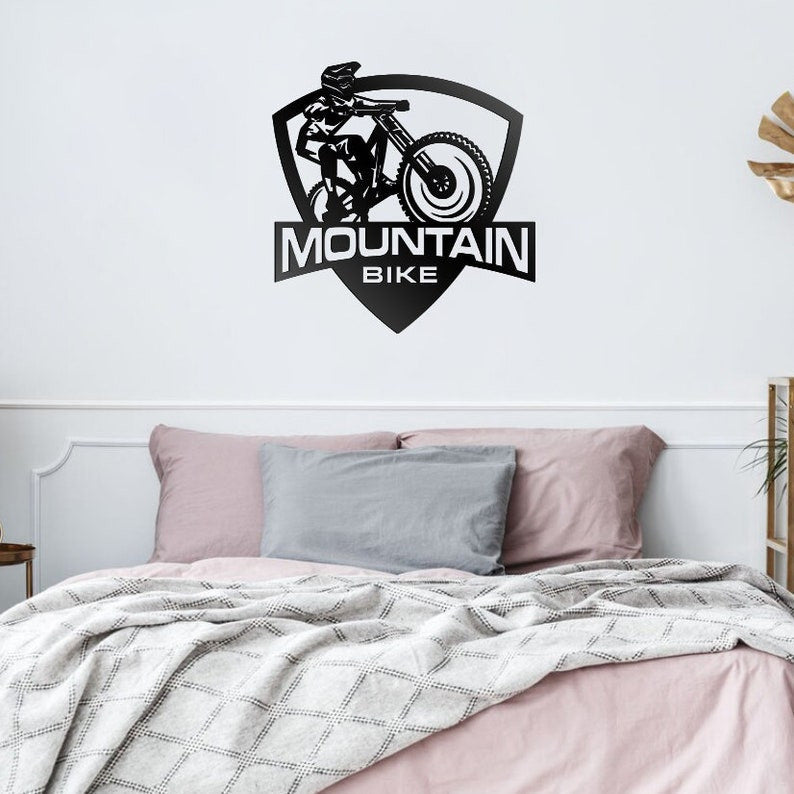Bike Mountain Design Metal Wall Art WITH LED/WITHOUT LED Lights Family Metal Sign Metal Wall Decor Housewarming Gift