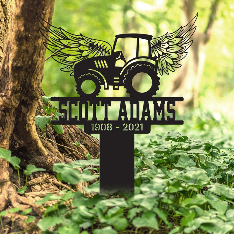 Personalized Tractor With Wings Stake WITH LED/WITHOUT LED Light Tractor Sign Memorial Plaque In Loving Memory Sympathy Gift For Farmer