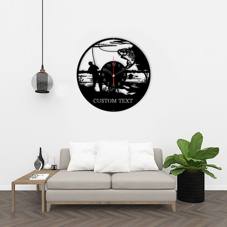 Father's Day Custom Metal Clocks Fishing Clock Fly Fisherman Gifts Gift For Dad Papa Wall Hanger Mancave Decor Unique Gift