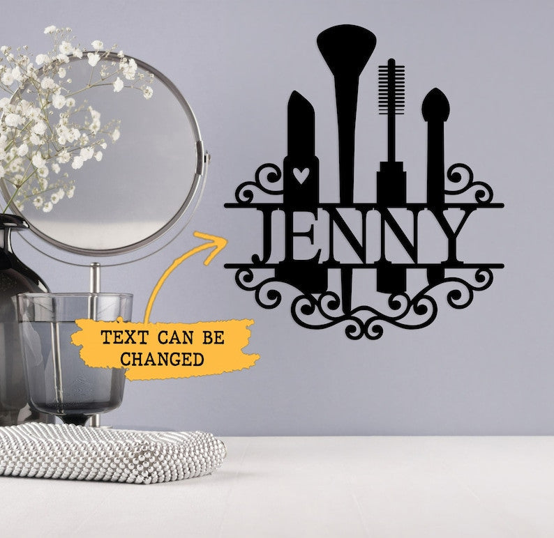 Personalized Makeup Beauty Glamour Split Metal Signs Gift For Girl Beauty Salon Decor Sign For Makeup Beauty Salon Wall Decoration