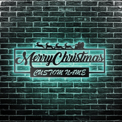 Custom Christmas Metal Wall Art Family Metal Signs Personalized Outdoor Led Signs For Holiday