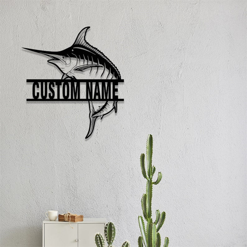 Custom Marlin Fish Metal Sign LED Marlin Fish Metal Wall Art Personalized Marlin Fish Sign Swordfish Wall Art Fishing Sign Fisherman Gift