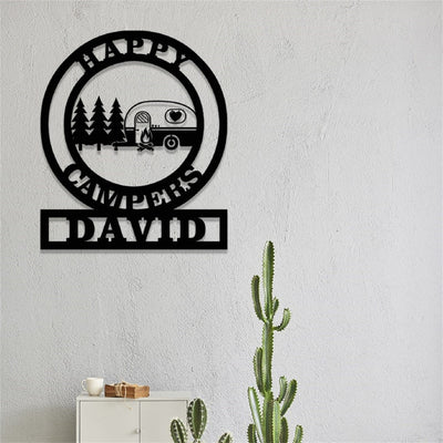 Custom Camping Metal Sign Happy Campers Yard Sign Camper Metal Wall Decor Personalized Camping Gifts Outdoor Decor Cabin Sign Camp Wall Art