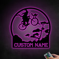 Customized Halloween Metal Sign WITH LED/WITHOUT LED Light Funny Cylist Witch With Cat Halloween Decoration Unique Sign Witches Sign