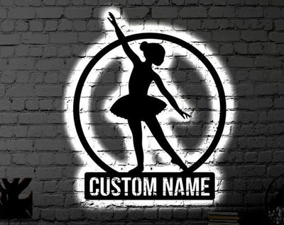 Personalized LED Ballerina Metal Sign Light up Dancer Wall Art Ballerina Wall Art Kids Room Wall Art Dancer LED Art Sign
