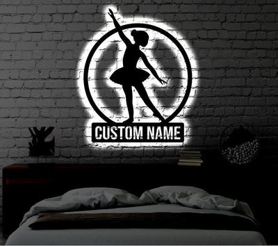 Personalized LED Ballerina Metal Sign Light up Dancer Wall Art Ballerina Wall Art Kids Room Wall Art Dancer LED Art Sign