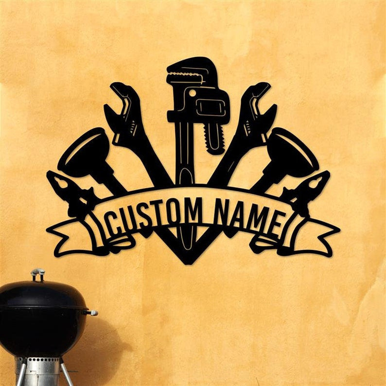 Personalized Plumber Tools Metal Wall WITH LED/WITHOUT LEDs Plumber Dad Gift Gift For Dad Daddy's Tools Sign Mancave Decor Gift For Plumber