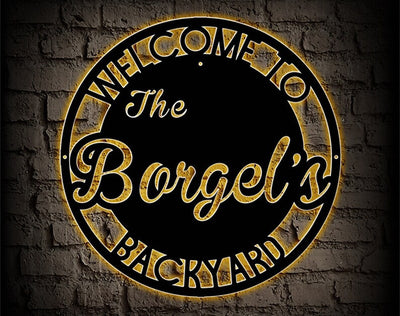 Custom Backyard Metal Sign WITH LED/WITHOUT LEDs Personalized Patio Sign Outdoor Decor Sign Backyard Metal Decor Family Backyard Bar Grill Metal Sign