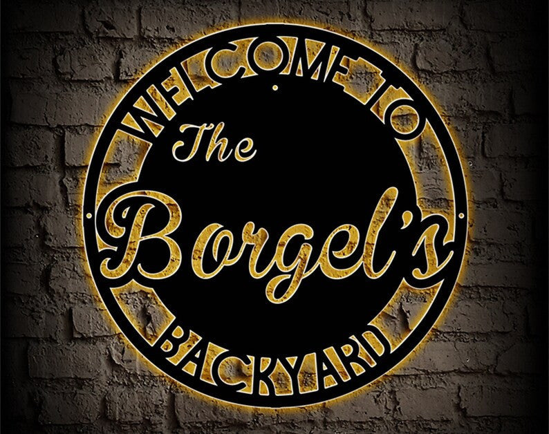 Custom Backyard Metal Sign WITH LED/WITHOUT LEDs Personalized Patio Sign Outdoor Decor Sign Backyard Metal Decor Family Backyard Bar Grill Metal Sign