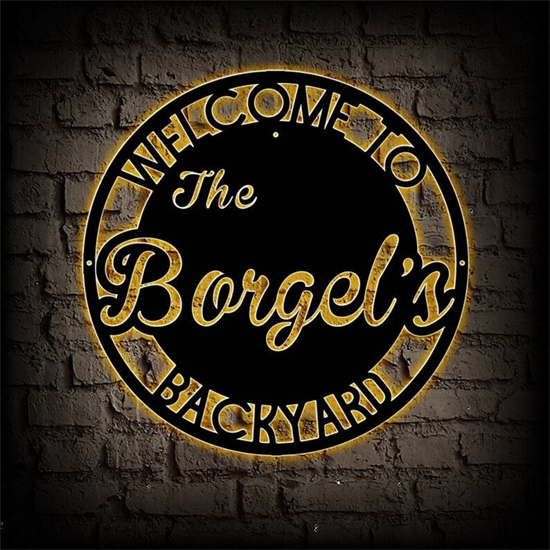 Custom Backyard Metal Sign WITH LED/WITHOUT LEDs Personalized Patio Sign Outdoor Decor Sign Backyard Metal Decor Family Backyard Bar Grill Metal Sign