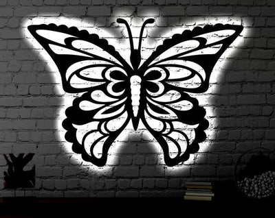 Butterfly LED Metal Art Sign Light up Butterfly Metal Sign Multi Colors Butterfly Sign Metal Butterfly Home Decor LED Wall Art Gift