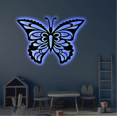 Butterfly LED Metal Art Sign Light up Butterfly Metal Sign Multi Colors Butterfly Sign Metal Butterfly Home Decor LED Wall Art Gift